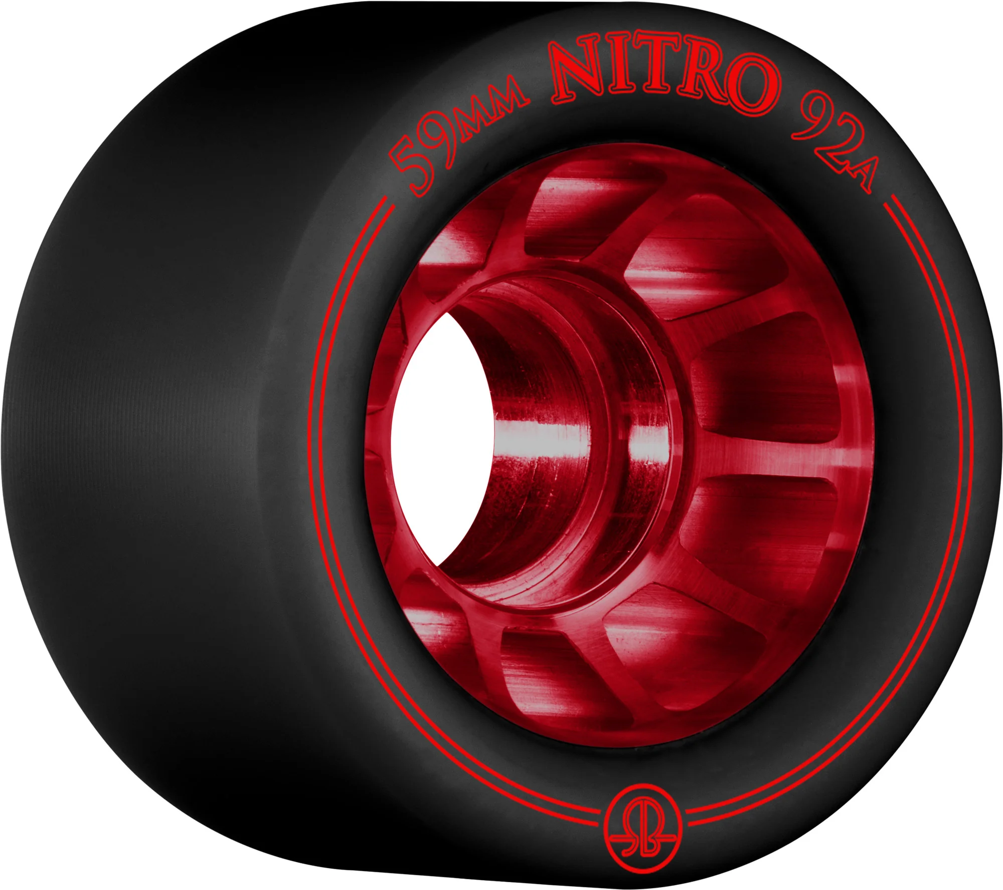 Rollerbones Nitro Wheel 59mm 92a - Red Hub/Black Tire (Set of 8)